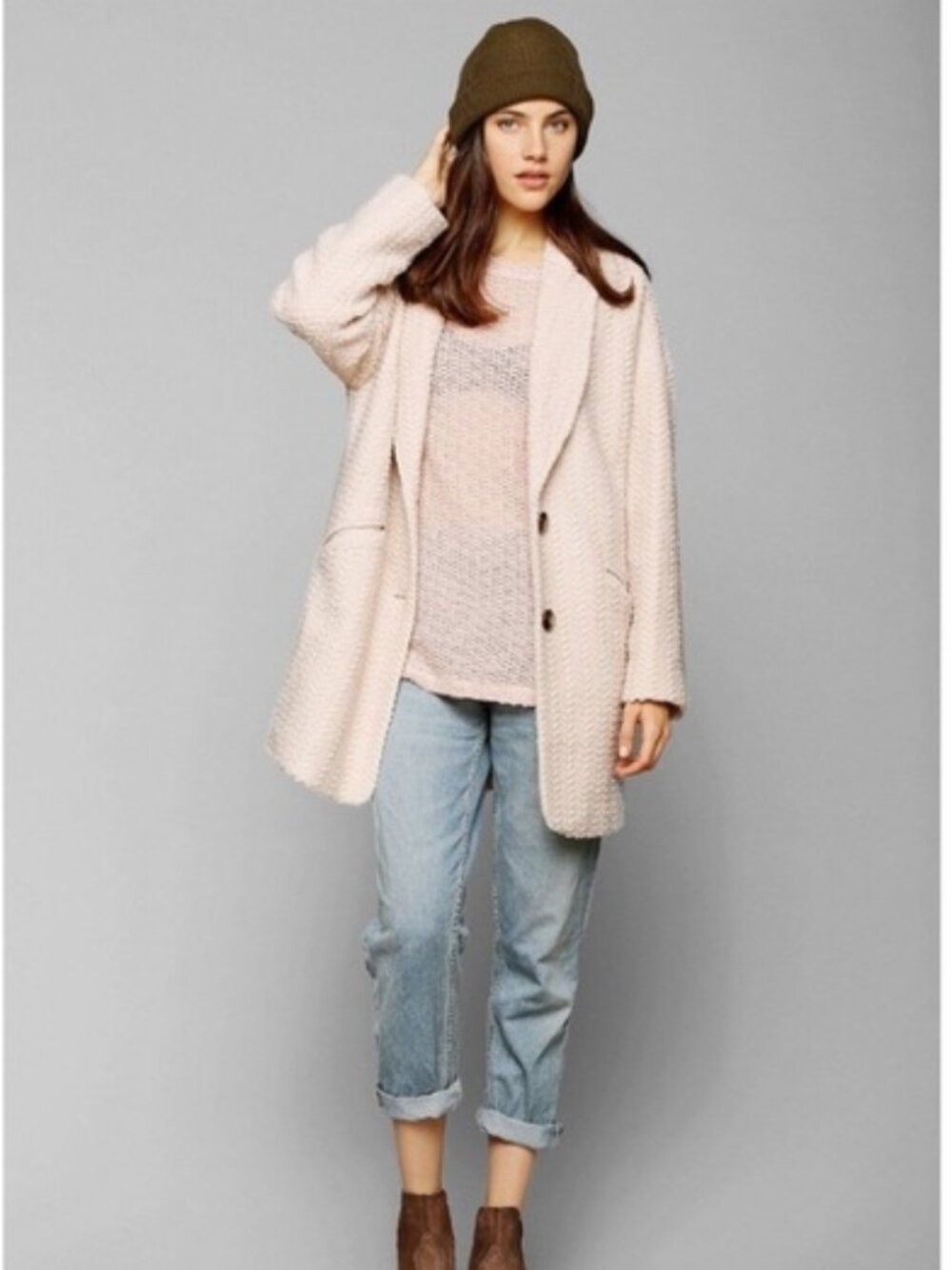 Pin and Needle cream wool teddy Coat preppy coquette winter cottage old money